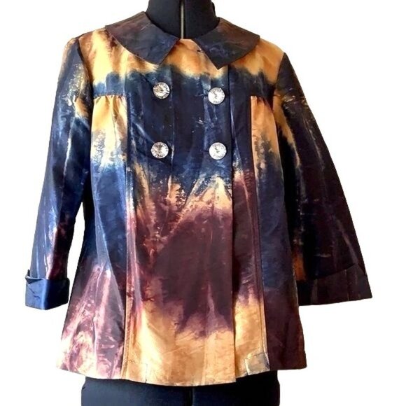 Piano Tie Dyed Silky Jacket Sz.M - Picture 2 of 11